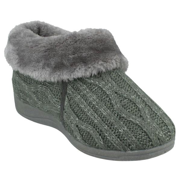 Rose Bank Ladies Rose Bank Memory Foam Knitted Bootee Slipper Karen