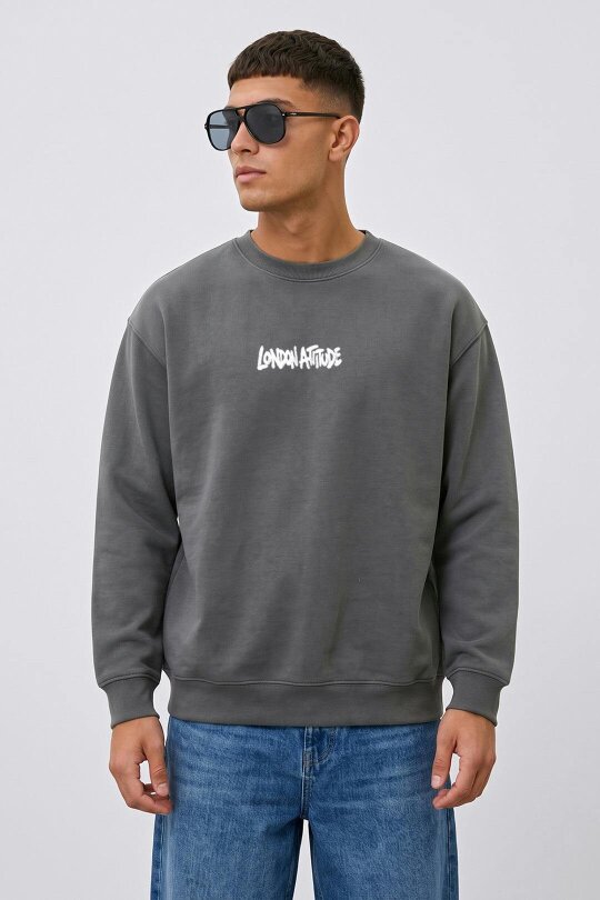 London Attitude Oversized Heavyweight City Graffiti Sweatshirt