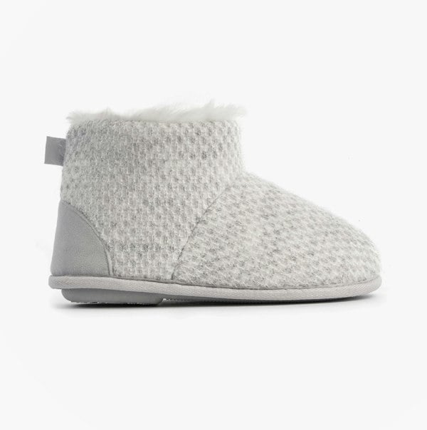 Totes Isotoner SPARKLE KNIT Womens Boot Slippers Light Grey