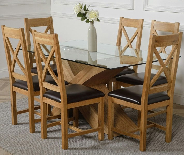 That's Furniture Valencia Oak Small Glass Dining Table & Berkeley Oak Chairs