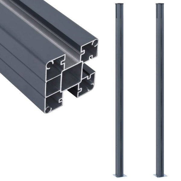 Berkfield Fence Posts 2 pcs Dark Grey 185 cm Aluminium
