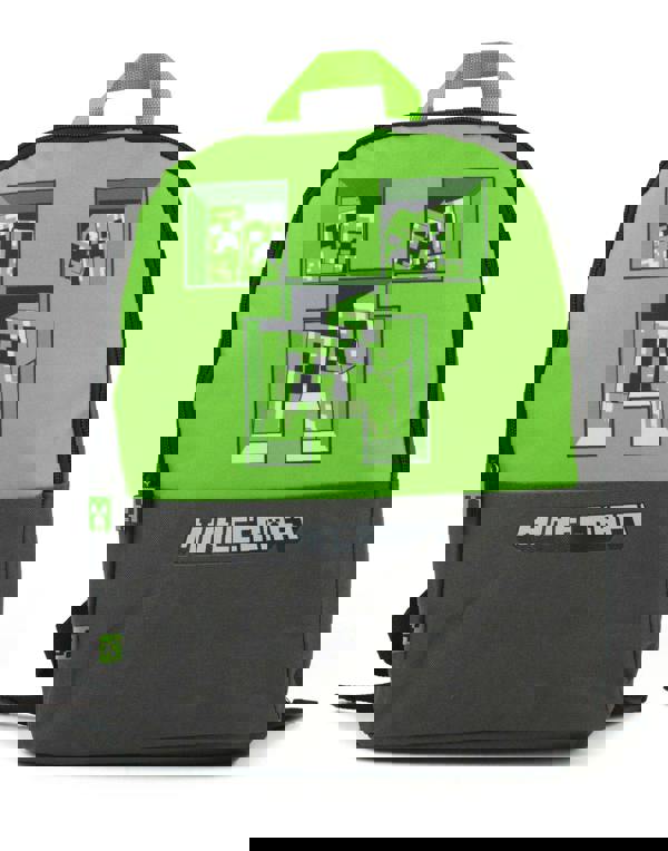 Minecraft Boys Grey Pixel Creeper Placement Print Backpack (One Size)