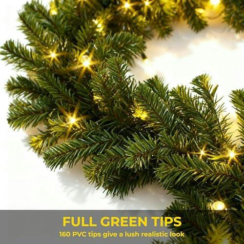 2m Green Pre-Lit Pine Christmas Garland with 50 Warm White LEDs image 5