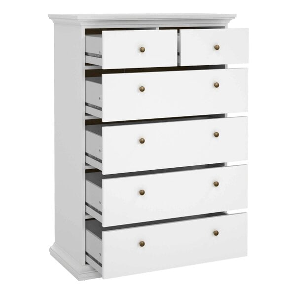 Wyld Haus Osaka Tall Farmhouse White Wooden Chest 6 Drawers