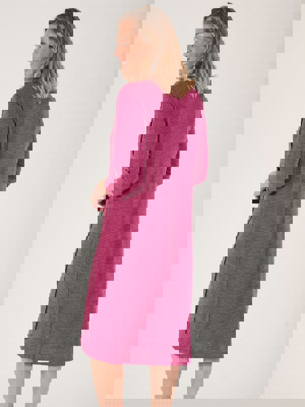 PennyPlain Asymmetric Button Cowl Dress - Magenta