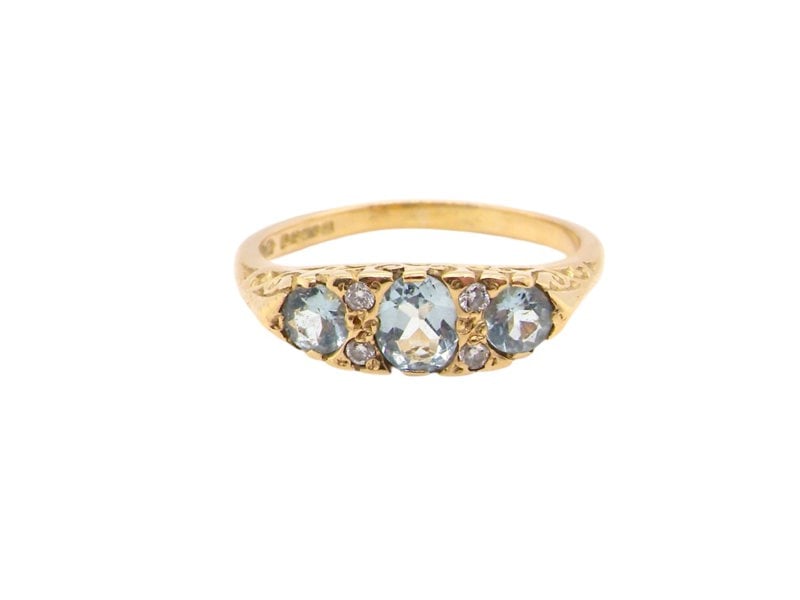 Vintage Tom A Victoriana style Aquamarine and Diamond ring