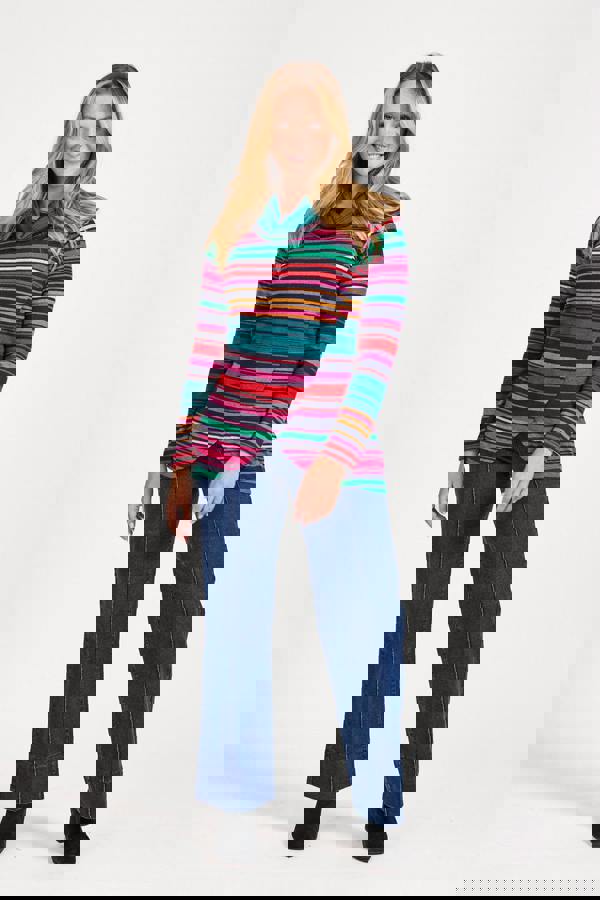 Multicolour Striped Cowl Neck Top