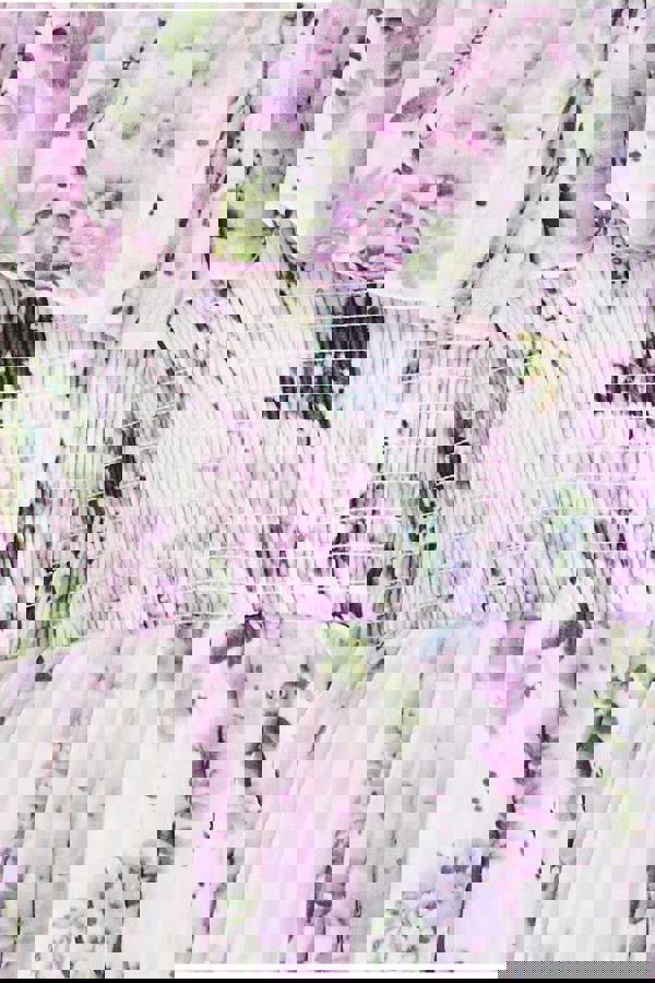 Shirred Chiffon Floral Bardot Midi Dress - Multi DR3810QZ