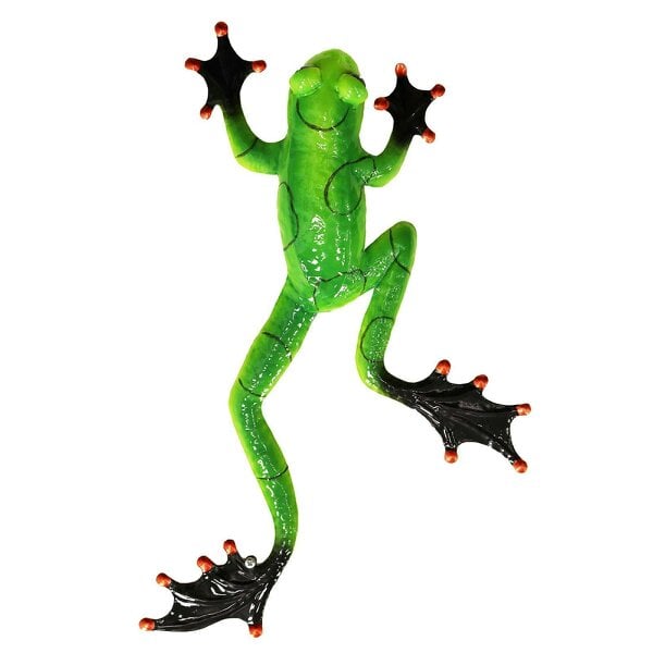 EDH Door Hardware Green Metal Frog Wall Art – 47 x 27 x 5 CM | Hand-Painted 3D Metal Frog Wall Décor