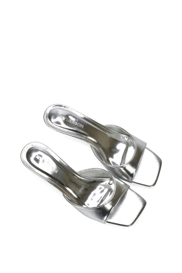 XY LONDON Square Toe Kitten Heel Slip On Heeled Sandal Mules
