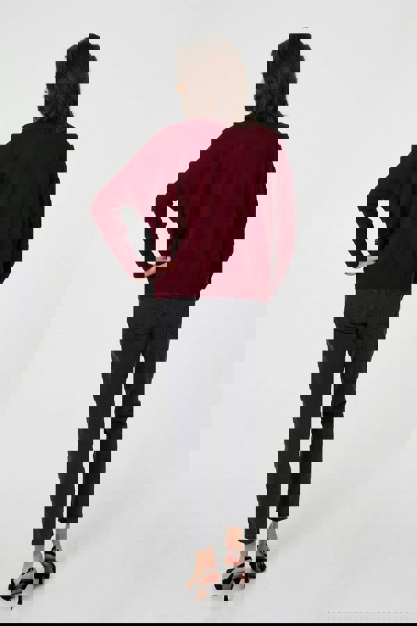 Red | Diamante Detail Batwing Sleeve Jumper
