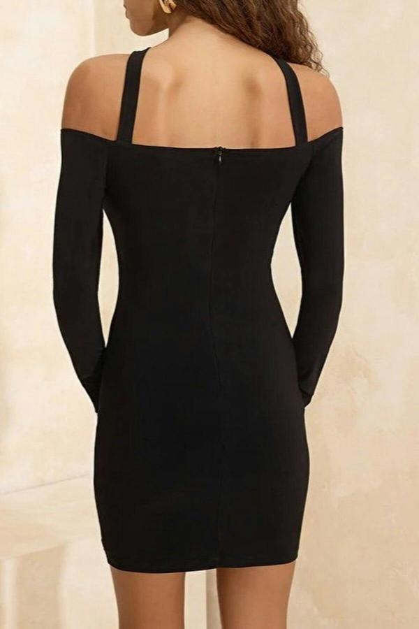 WOVCOR Accessory Detailed Knitted Mini Lined Dress