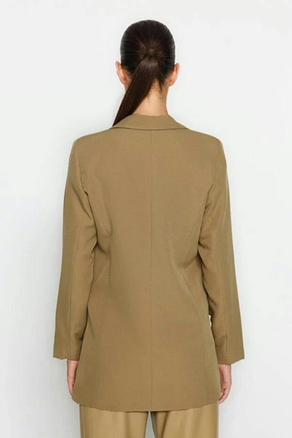 WOVCOR Lined Double-Breasted Woven Blazer Jacket