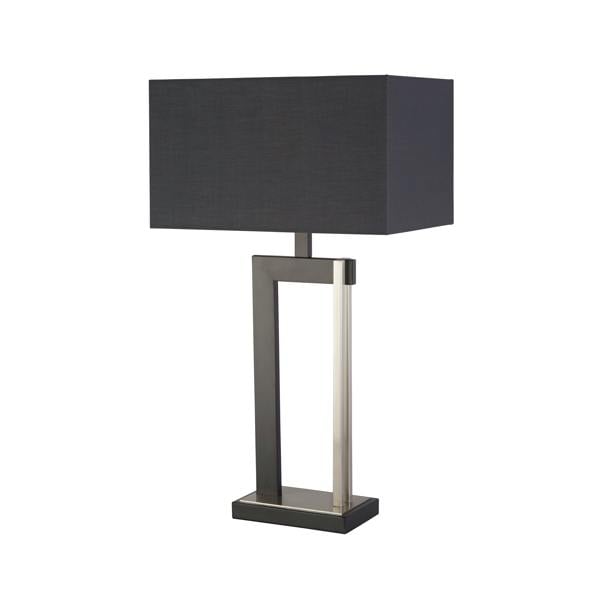 Lighting Collection Sleek Geometric Frame Table Lamp in Black and Brushed Nickel