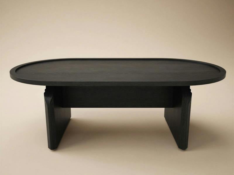 SOLACE+CO Varm Ribbed Wooden Oval Coffee Table