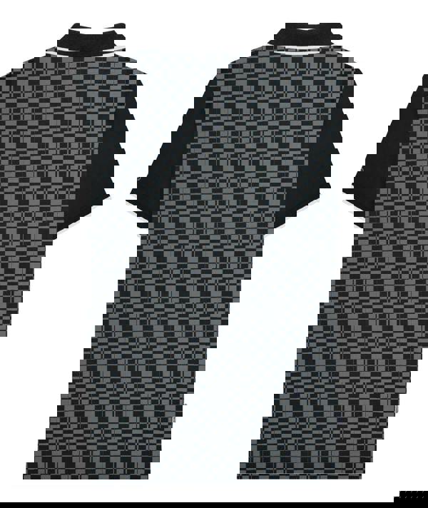 Lambretta Mens Checkered Casual Retro Mod Ska Black Polo Shirt