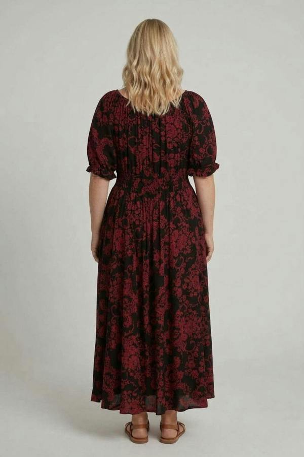 Black | Curve Baroque Print A-Line Maxi Dress