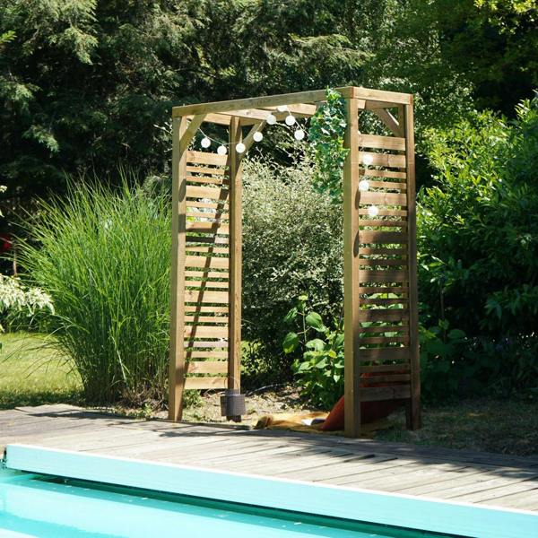 Cerland Ling Z Flat Top Garden Arch 2.14m Pressure Treated Slatted Wooden Arch