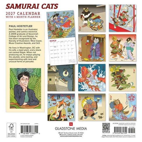 Unbranded Samurai Cats Calendar 2027, Wall Calendars, Month To View, Cats, Gift