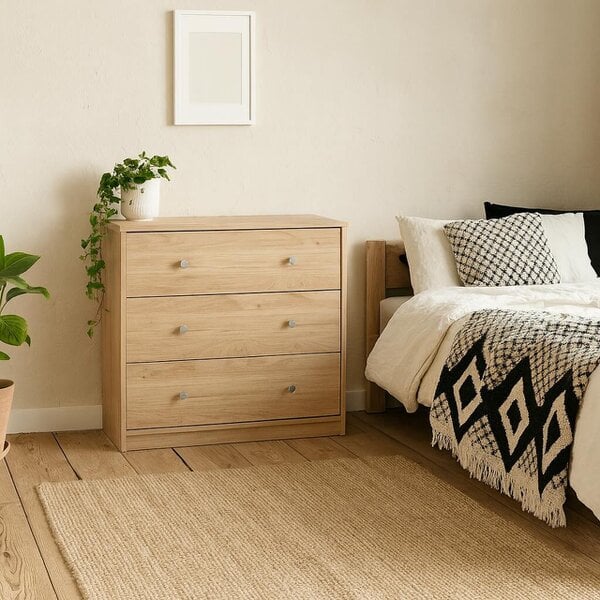 Wyld Haus Kaohsiung Hickory Oak Effect Chest 3 Drawers