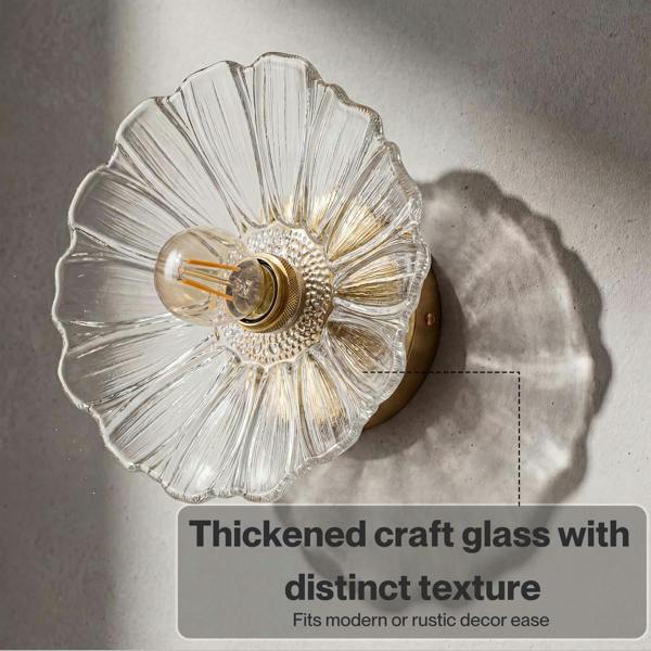 Emitto Ceiling Light Flower Clear Glass Fixture Chandelier Flush Mount 2 PCS