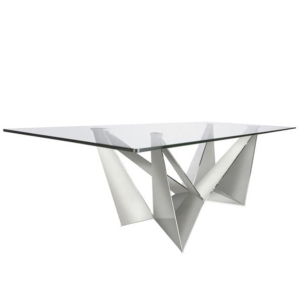 Angel Cerdá Rectangular tempered glass and chrome-plated steel dining table 1049