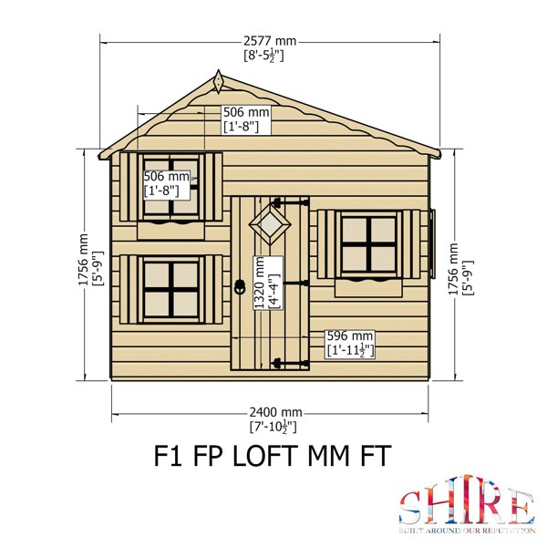 Shire Loft 8x6 2 storey Childrens Playhouse with 12mm Shiplap cladding - Best Shed