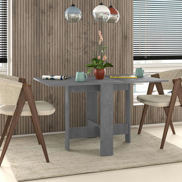 Decortie Artemio Foldable Table Retro Grey Rectangular Engineered Wood Folding Table 130(W)x76(D)x73.4(H)cm Kitchen Dining Room