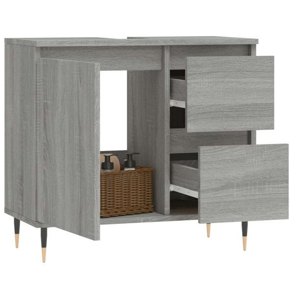 Berkfield Bathroom Cabinet Grey Sonoma 65x33x60 cm Engineered Wood