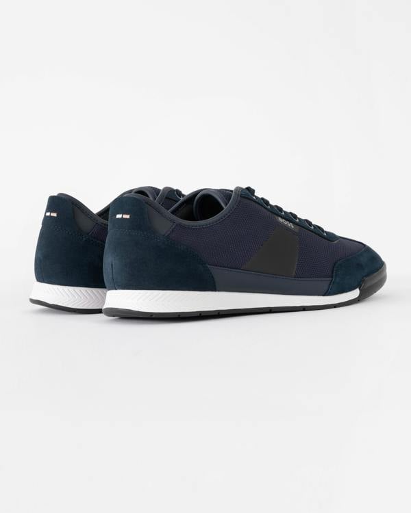 BOSS Orange Nitan Mens Mixed Material Trainers with Ridged Outsole - Dark Blue 401