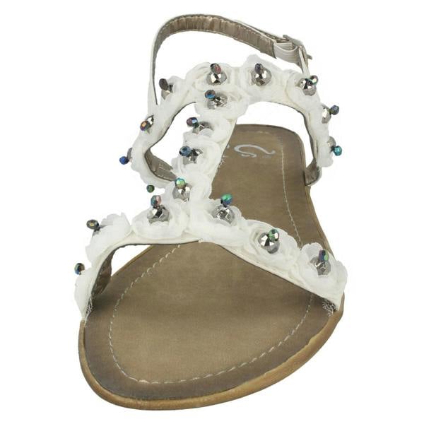 Spot On Ladies Spot On Beaded Flower Sandal