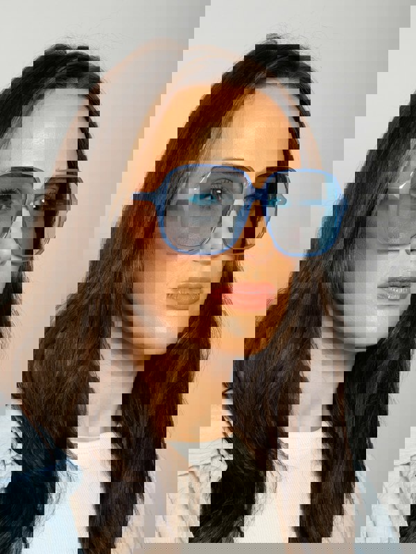 SVNX Granny Vintage Style Lightweight  Frame Sunglasses in Blue