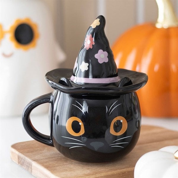 Serano Groovy Witch Cat Lidded Mug
