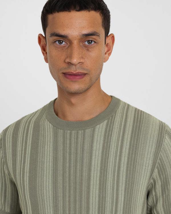 Steel & Jelly Moorgate - Stripe Textured Sweater T-Shirt
