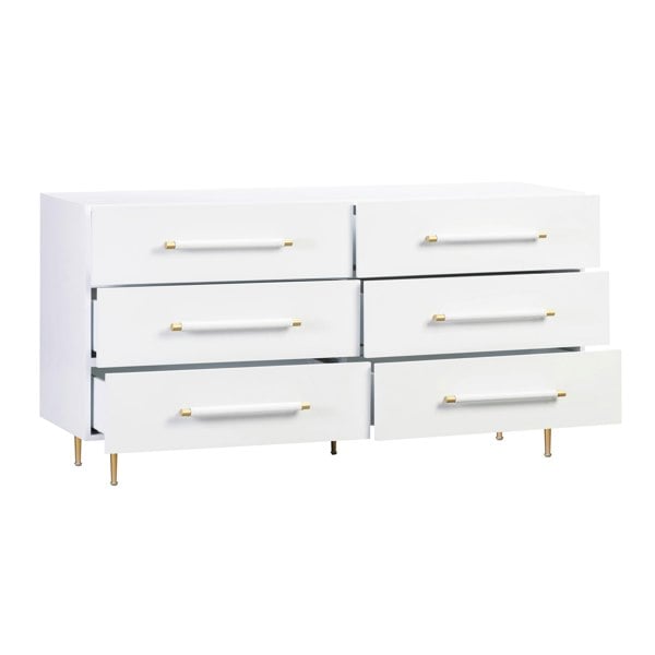 Furniture Edit Trident White 6 Drawer Dresser Chest Of Dawers