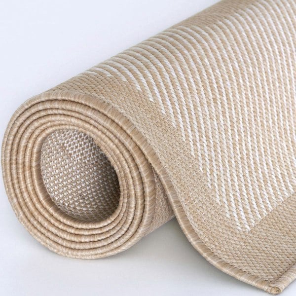 Outdoor Beige Rug easy to clean, weather-proof and UV protected.