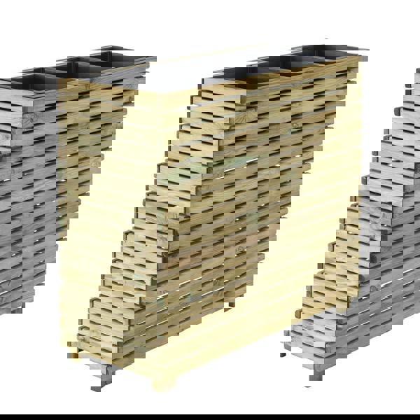 Cerland Horizon Tall Slatted Wooden Planter 90cm x 40cm 40L Modern Trough