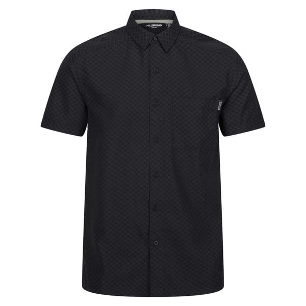 Regatta Mens Mindano VIII Diamond Short-Sleeved Shirt - Black/Ash