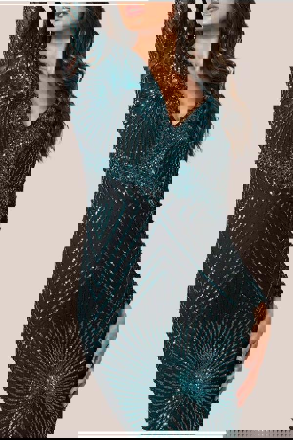 Scalloped Hem Starburst Midi Dress - Emerald DR2617