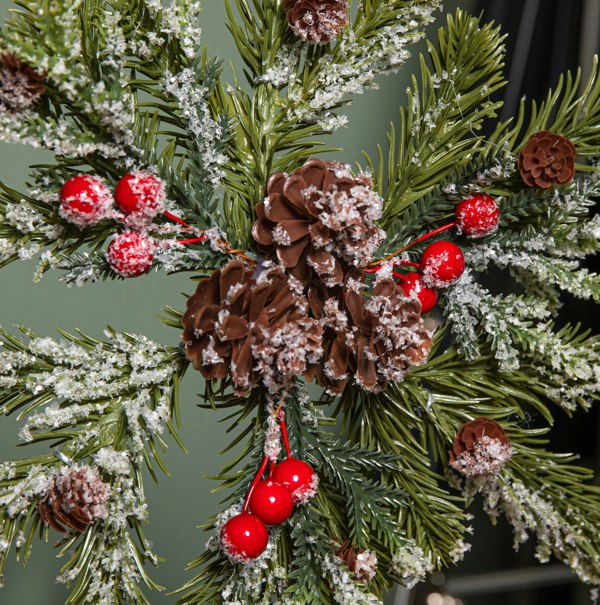 Samuel Alexander 33cm Christmas Tree Topper with Pinecones, Red Berries and Frosted Seasonal Foliage