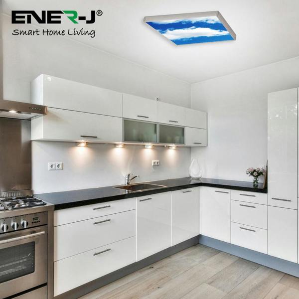 ENER-J 40W SKY LED Ceiling 60x60cms Panels with 3D Effect & Foldable Screwless Mounting Frame Kit