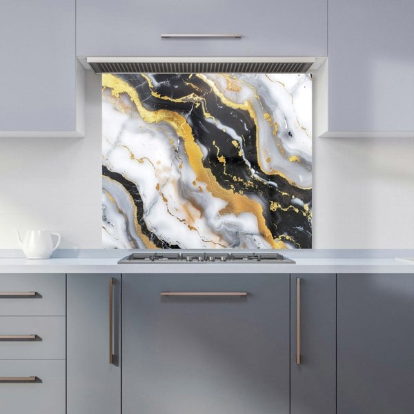 Warren Reed - Designer White Backed With Gold Marble Effect Kitchen Splashback