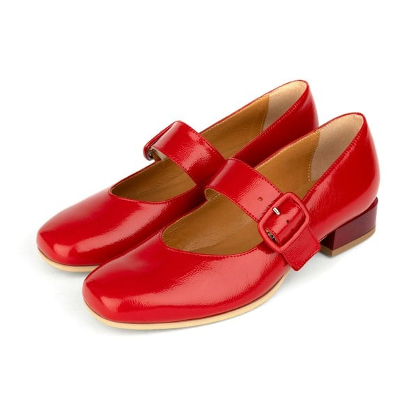 Embassy London Bliss - Red - Women's block heel square toe patent leather Mary-Jane