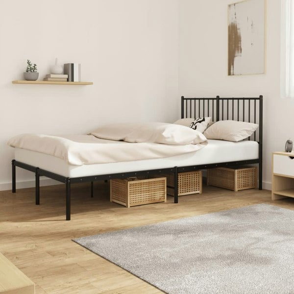 Berkfield Metal Bed Frame with Headboard Black 120x190 cm 4FT Small Double