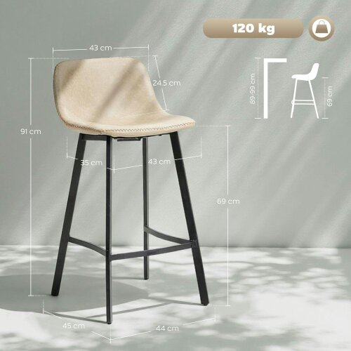 Wyld Haus Panato Set Of 2 Light Brown Faux Leather Dining Bar Stools