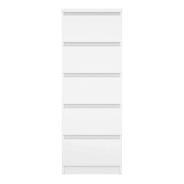 Wyld Haus Budapest White Wood Narrow Chest 5 Drawers