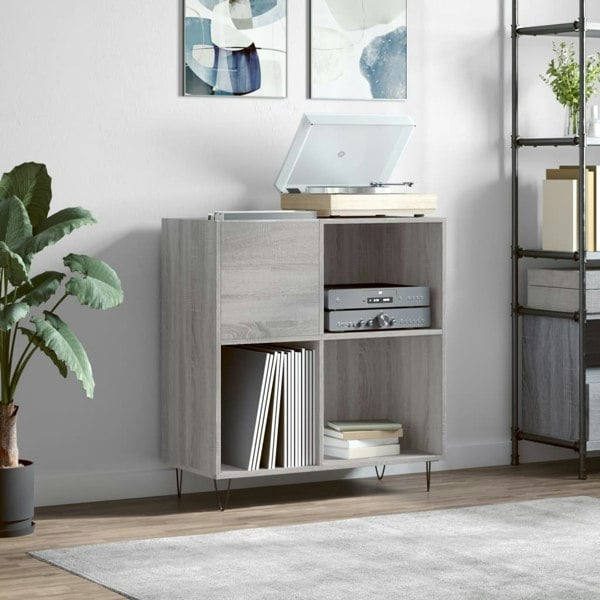 Berkfield Record Cabinet Grey Sonoma 84.5x38x89 cm Engineered Wood