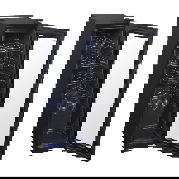 15 Bottle Dual Zone Freestanding Wine Cooler Fridge - LED Backlit BLACK & GLASS - LoopsDirect