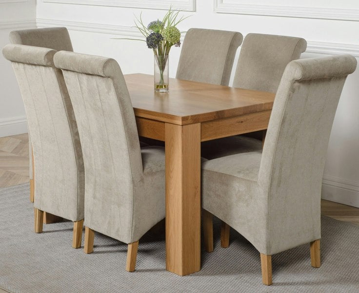 That's Furniture Dakota Small Oak Dining Table with Montana Fabric Chairs