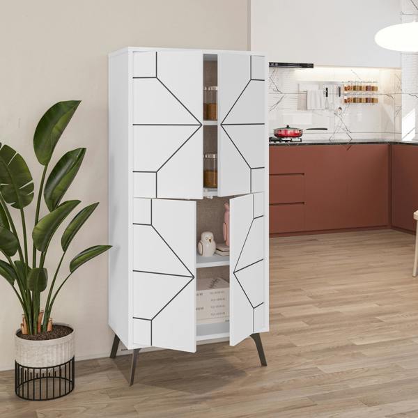 Decortie Dune Multipurpose Storage Cabinet Space-Saving Storage Solution White 136cm